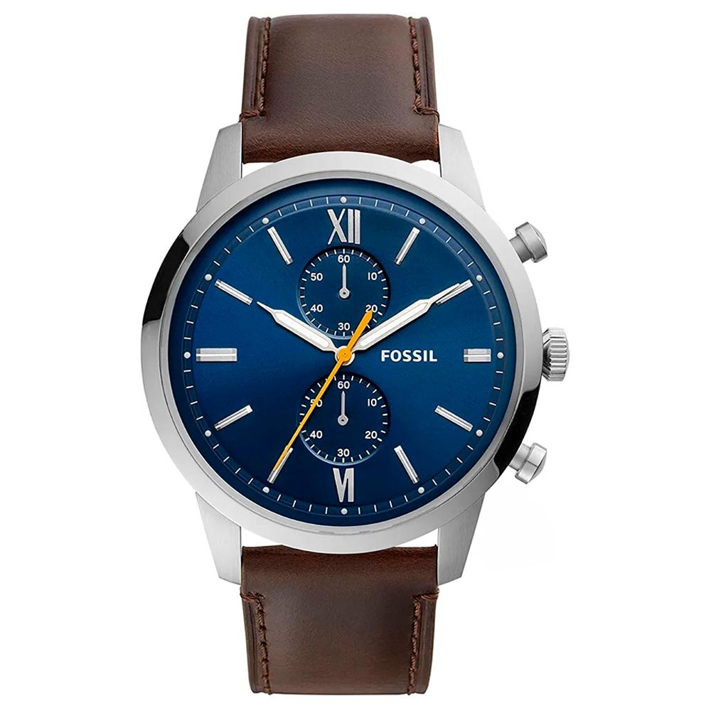 Reloj Fossil Townsman FS5549  Acero Inoxidable Correa de Cuero Marrón Azul