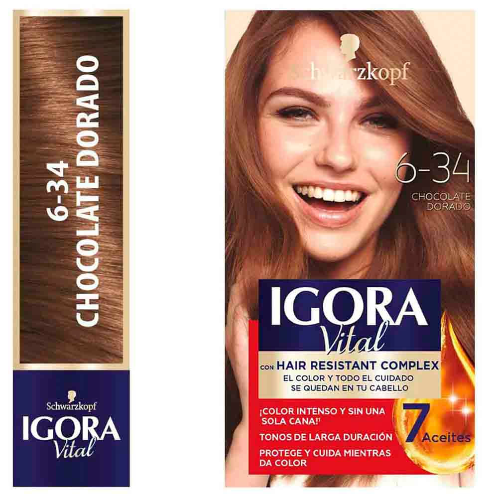 Tinte para Cabello IGORA Vital 6-34 Chocolate Dorado Caja 1un