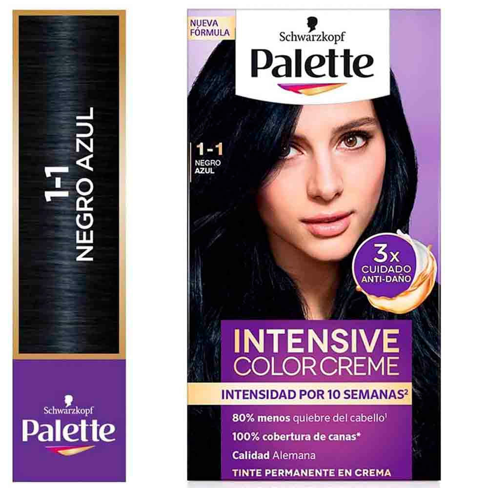 Tinte para Cabello PALETTE Color Creme 1-1 Negro Azul Caja 1un