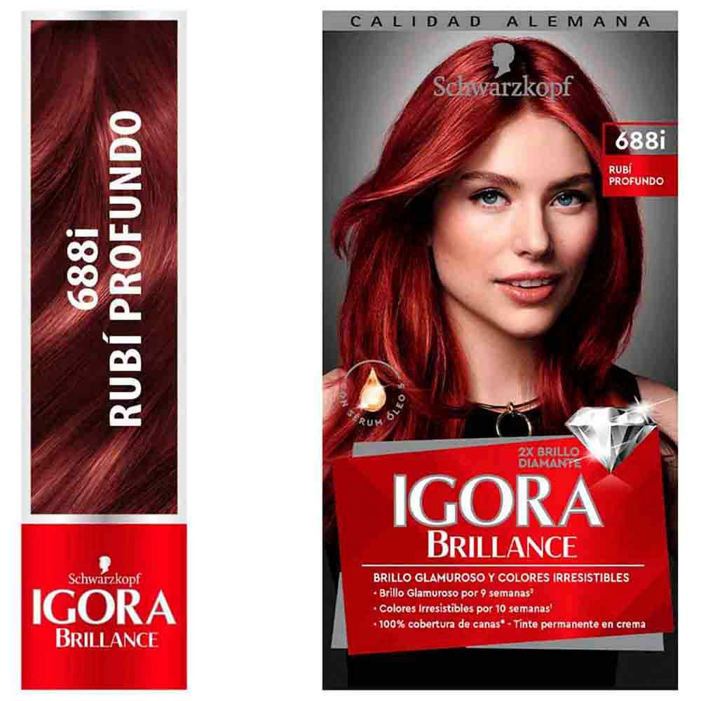 Tinte para Cabello IGORA BRILLANCE Rojo Rubí 688i