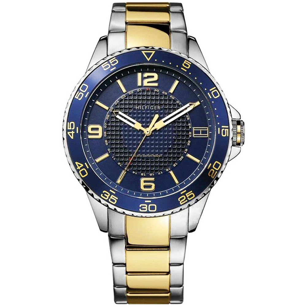 Reloj Tommy Hilfiger Kiefer 1790839 Fecha Plateado Dorado Azul