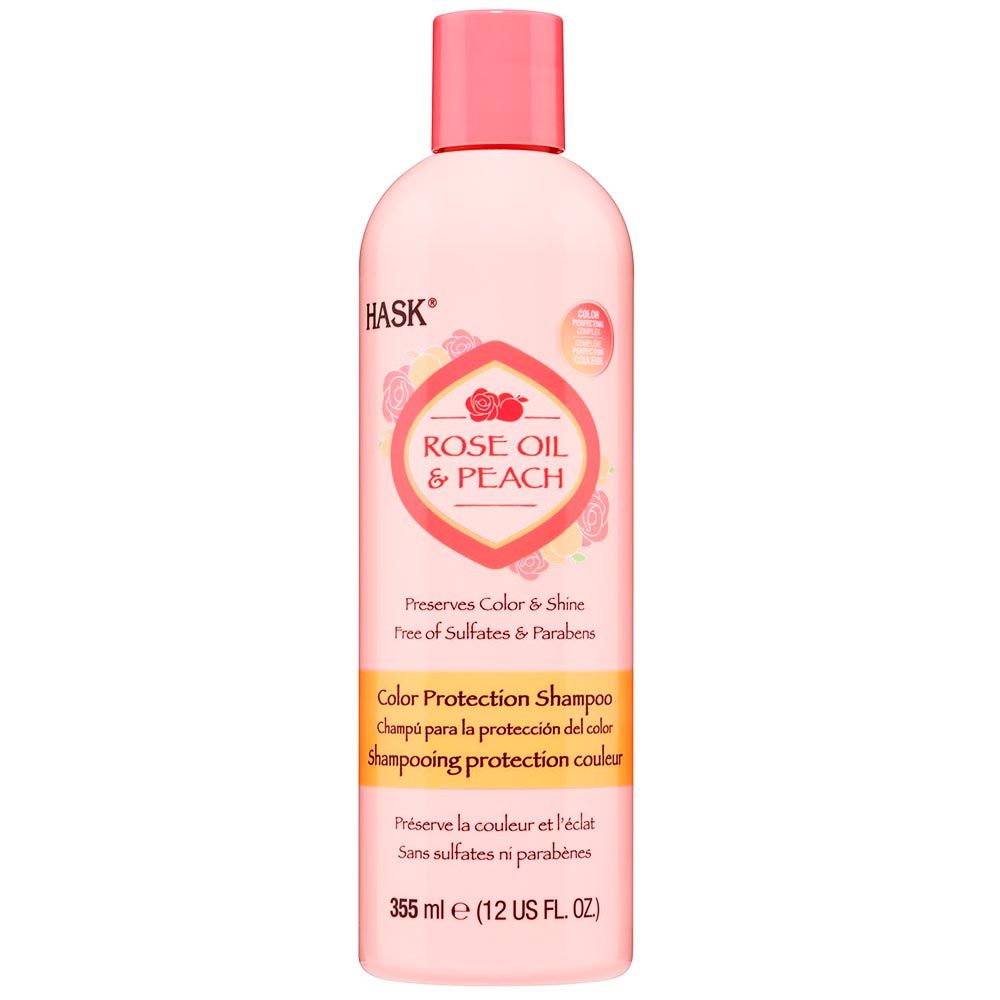 Shampoo HASK Protección del Color Rose Oil & Peach Frasco 355ml
