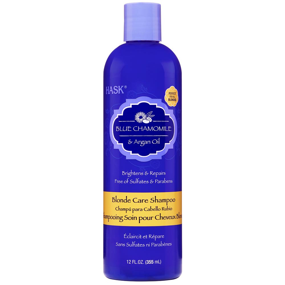 Shampoo HASK para Cabello Rubio Blue Chamomile & Argan Oil Frasco 355ml