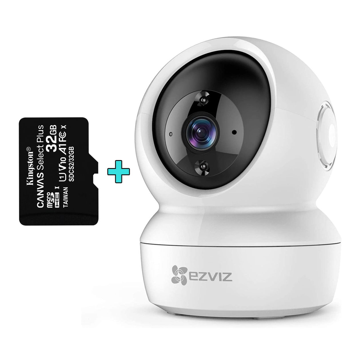 Cámara WIFI Ezviz Inalámbrica Full HD Gira 360°- C6N + Micro SD 32GB