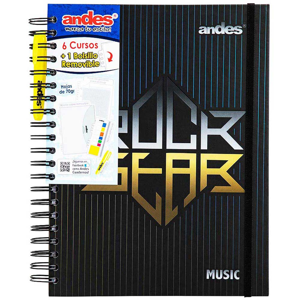 Cuaderno Espiralado ANDES A4 Music Tapa Dura 160 Hojas