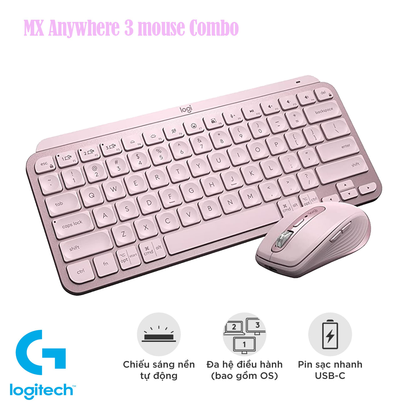 Kit Teclado MX Keys Mini iluminado +Mouse MX Anywhere 3