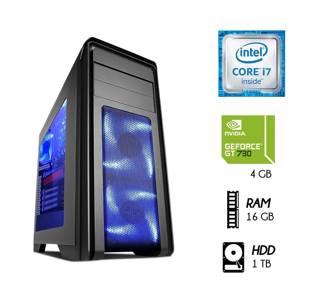 Computadora PC Gamer Intel Core i7 3.2Ghz RAM 16GB Disco Duro 1TB Video GT 4GB Case 500W