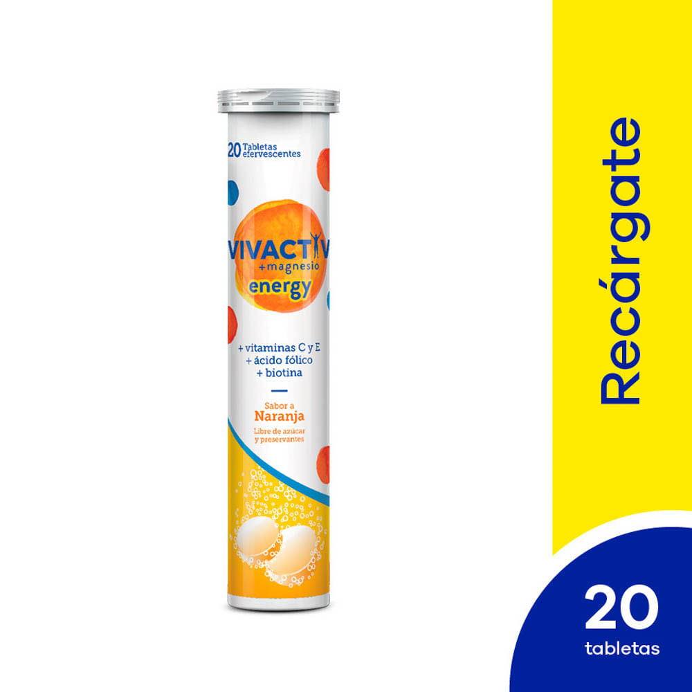 Magnesio Vivactiv Energy Tableta Efervescente Sabor Naranja