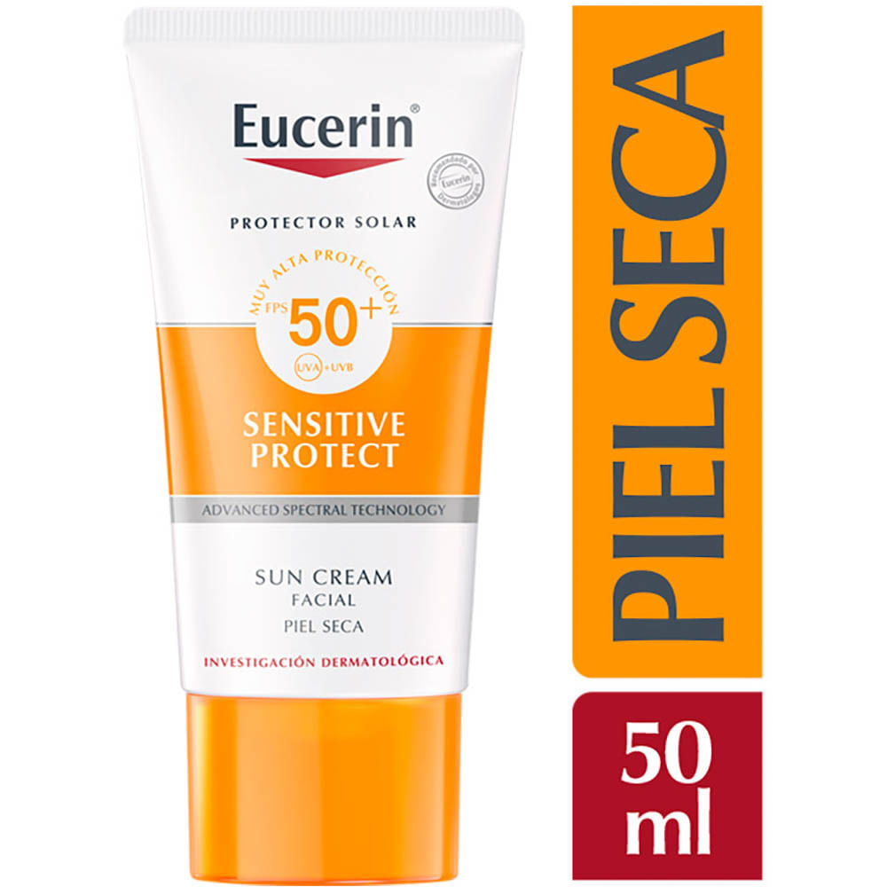 Protector Solar Facial Eucerin Sensitive Protect Piel Seca FPS 50+ - Tubo 50 ML