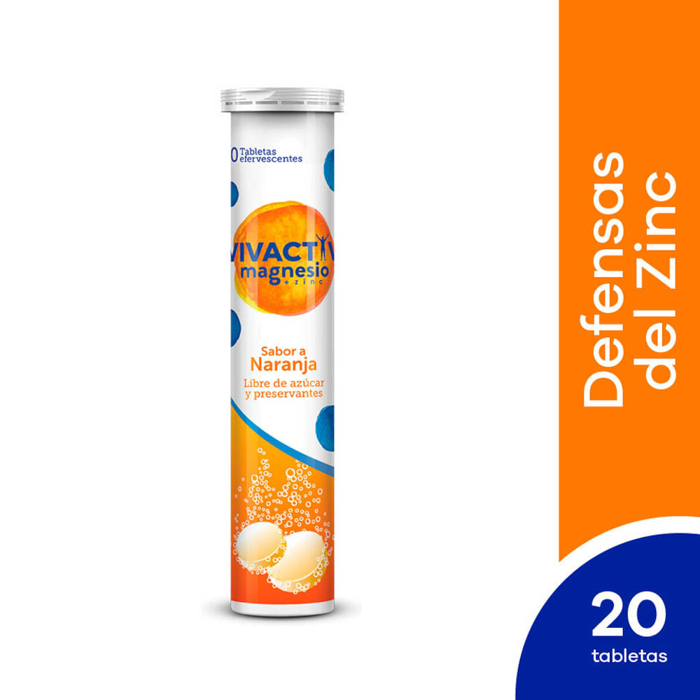 Magnesio + Zinc Vivactiv Tableta Efervescente Sabor Naranja