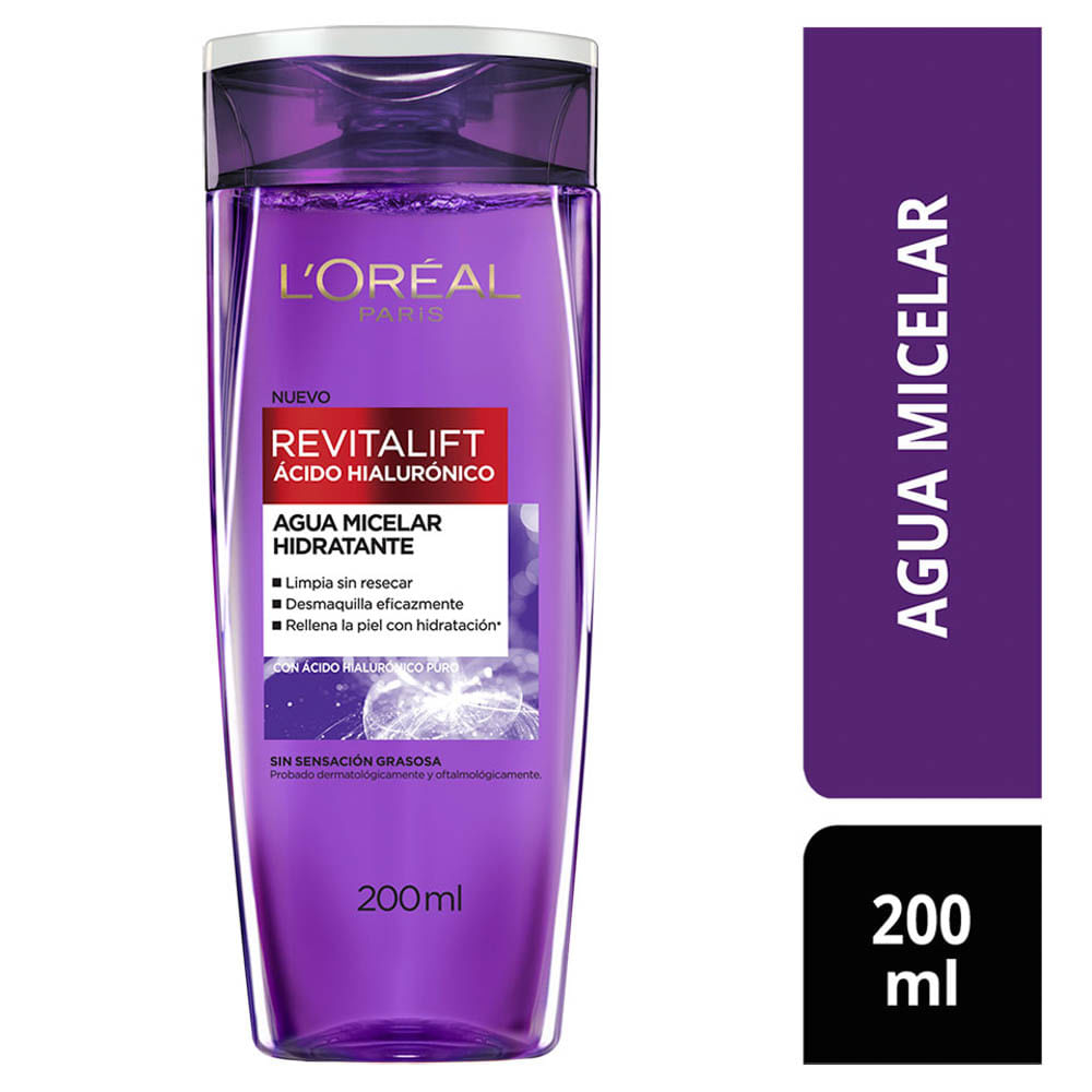 Agua Micelar L'Oréal Paris Skin Care Ácido Hialurónico - Frasco 200 ML