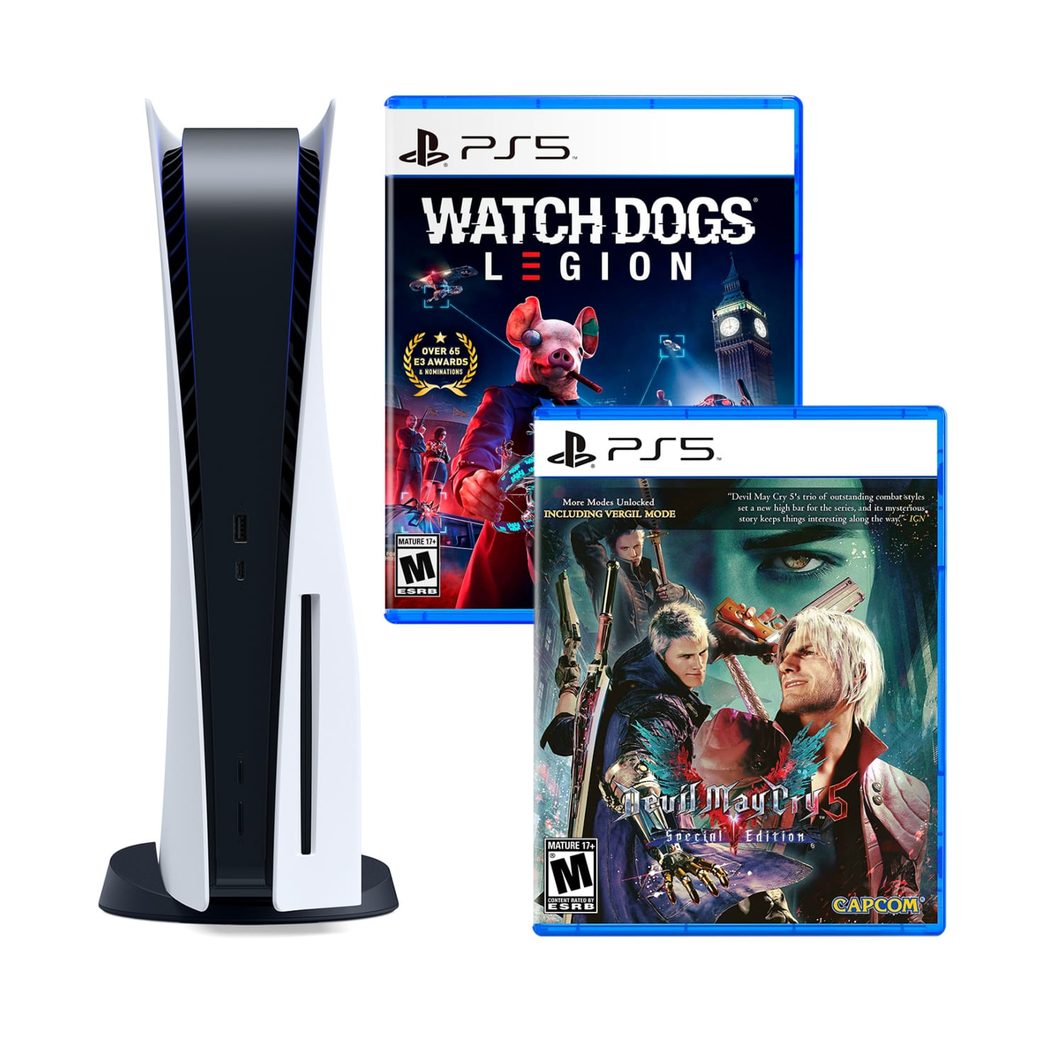 Consola PlayStation 5 con Lector de Discos + Watch Dogs Legion + Devil May Cry 5