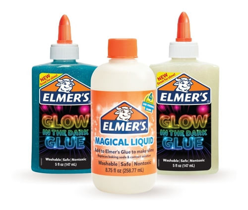 Pack Glow In The Dark Para Hacer Slime Blue Elmer's 3 Piezas