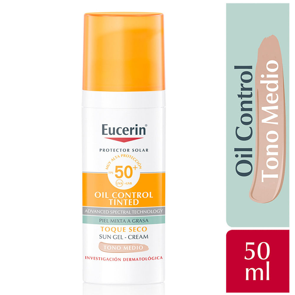 Protector Solar Facial Eucerin Oil Control FPS 50+ Tono Medio - Frasco 50 ML