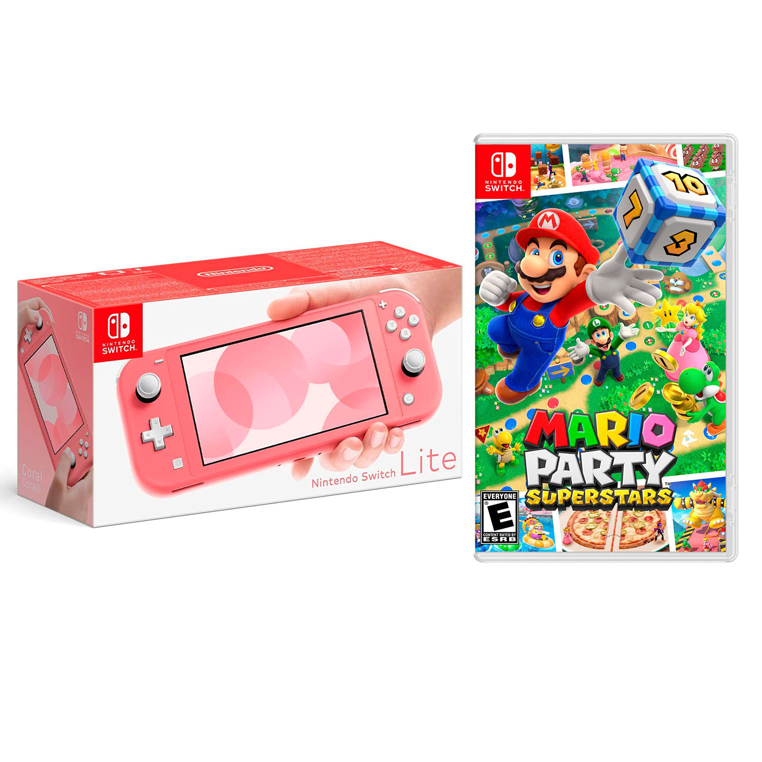 Consola Nintendo Switch Lite Coral + Mario Party Superstar