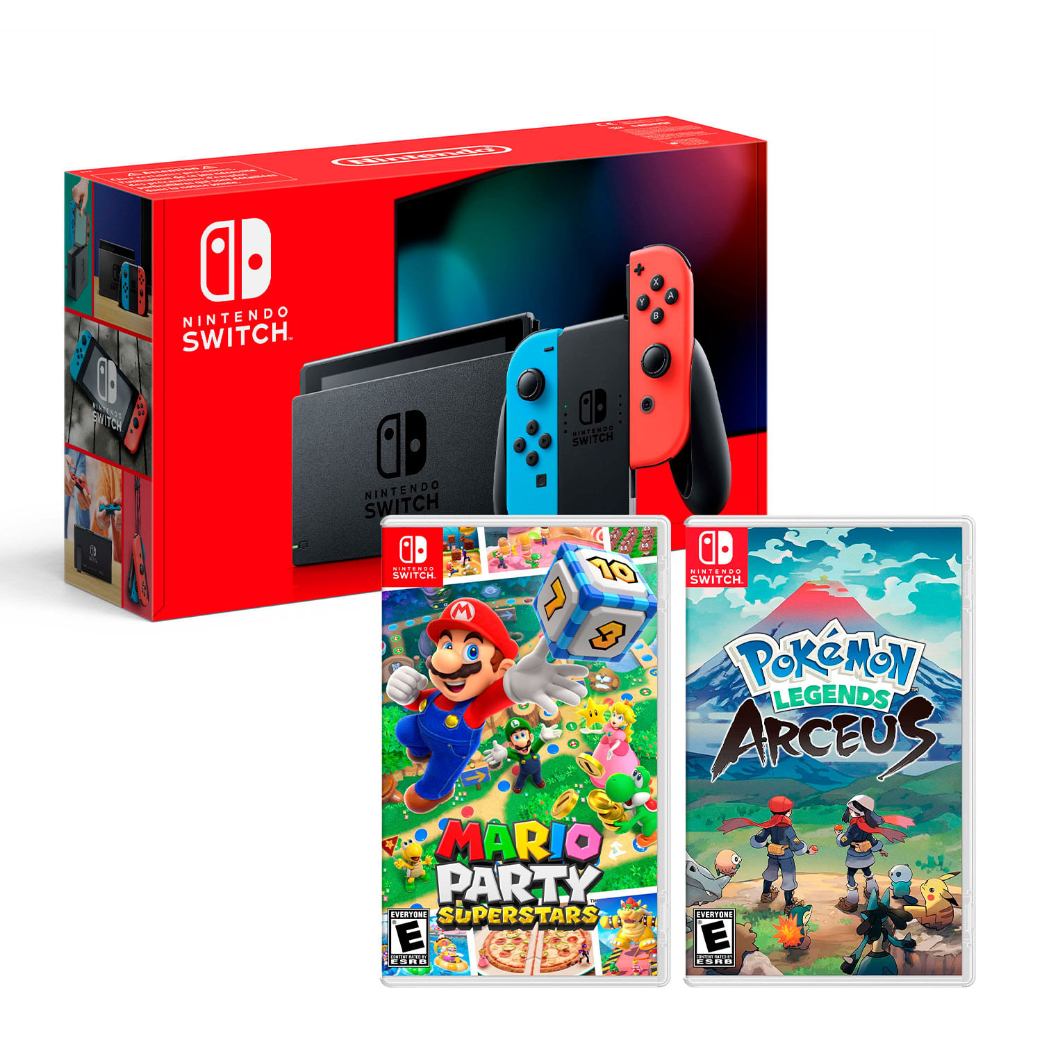 Consola Nintendo Switch Neon 2019 + Mario Party Superstar + Pokémon Legends Arceus
