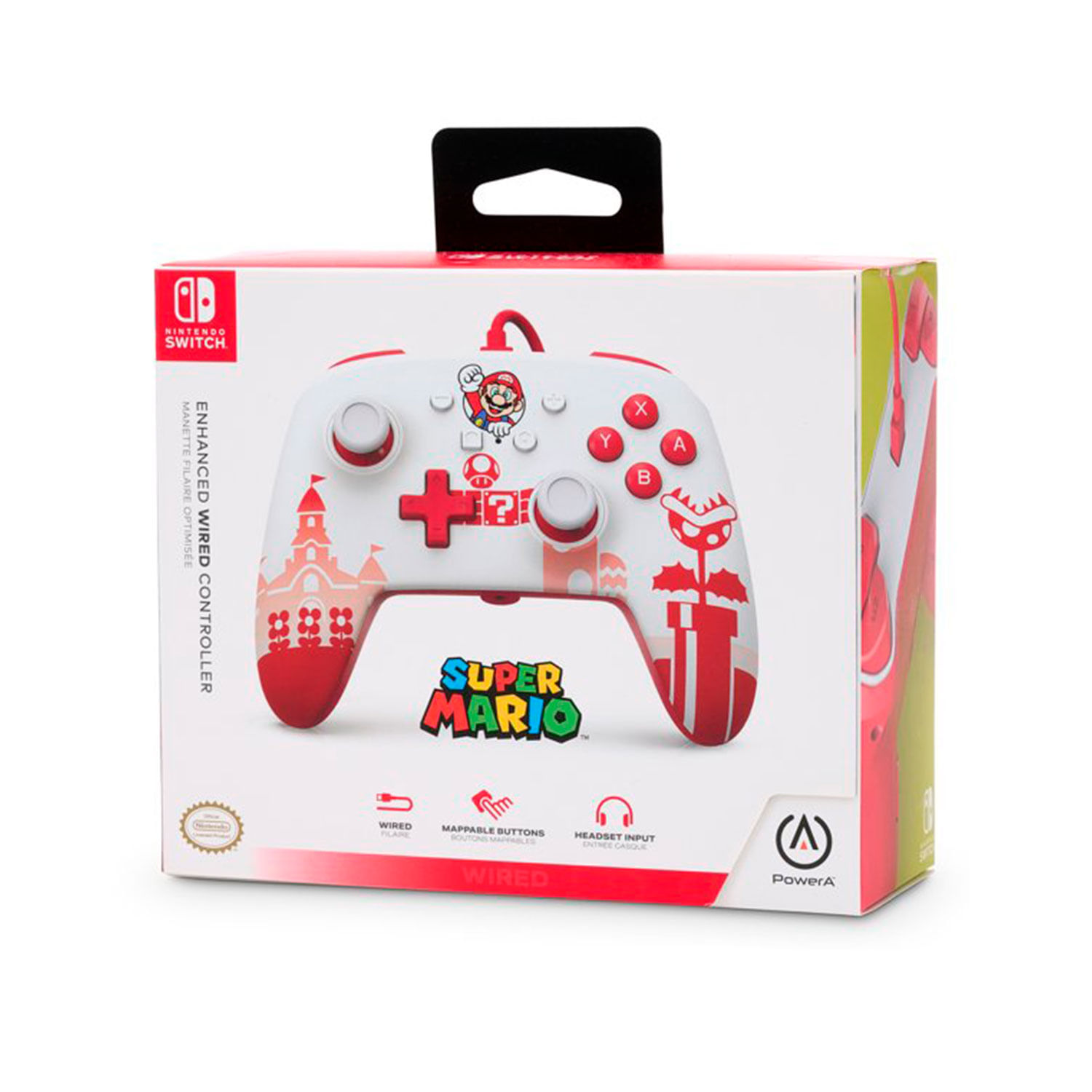 PowerA Enhanced Wired Controller Mario Red White Nintendo Switch