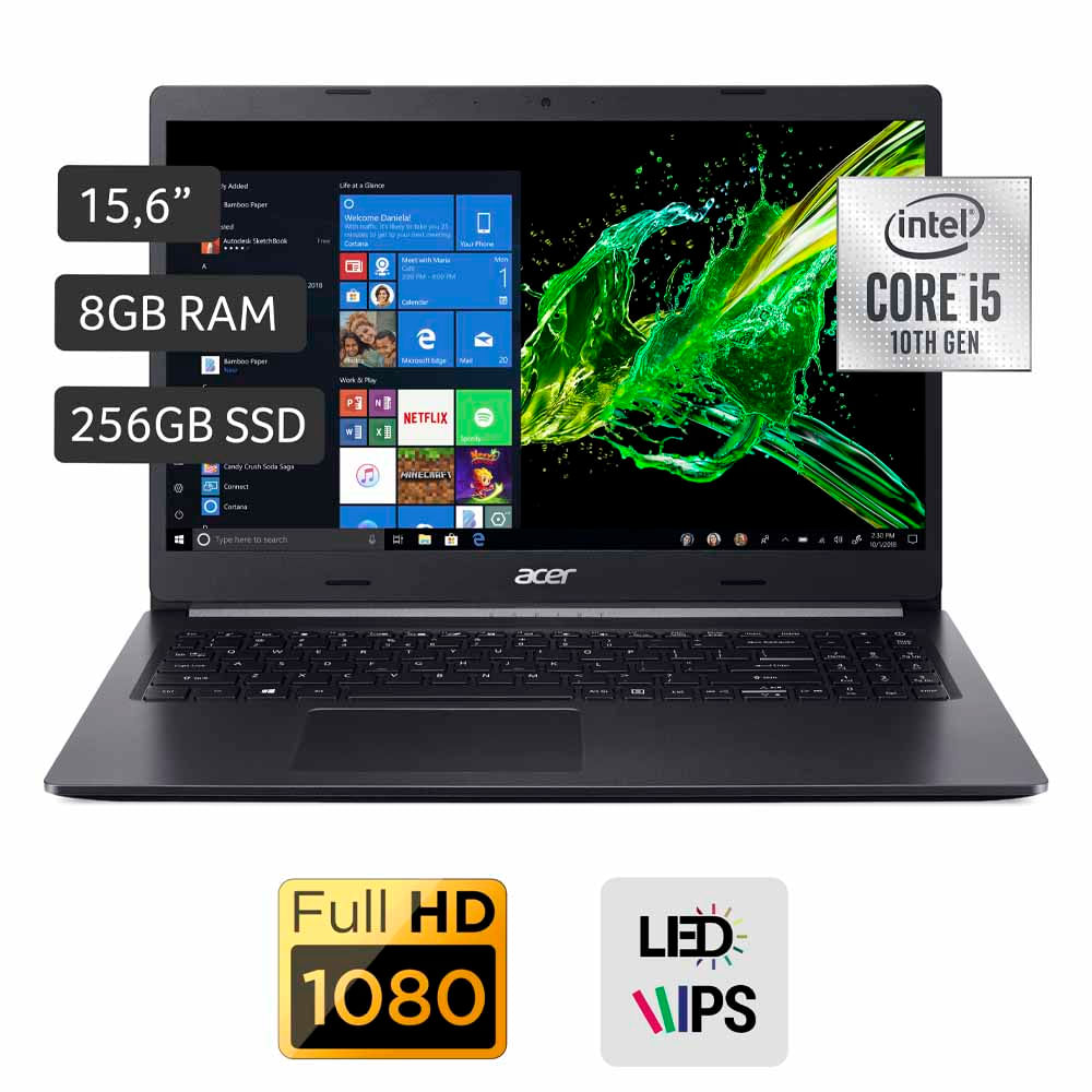 Laptop ACER Aspire 5 A515-54-593D 15.6'' Intel Core i5 10ma generación 8GB 256GB SSD