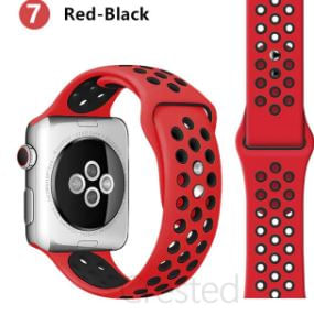 Correa de Silicona Tipo Nike Con Huequitos  Compatible con Apple watch 42/44Mm Color Rojo Puntos Negros