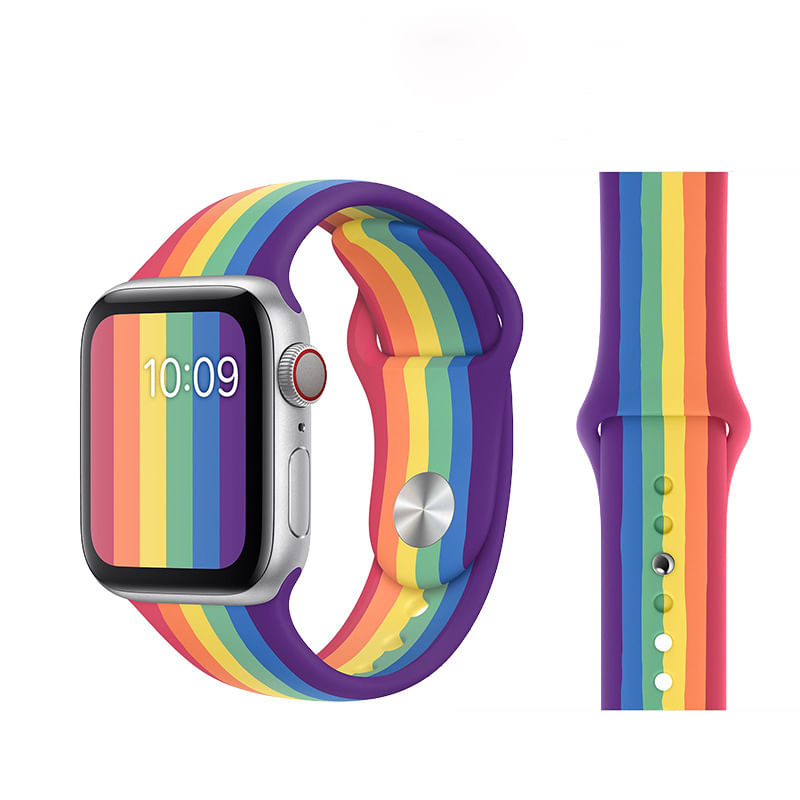 Correa de Silicona Pride Arcoiris  Compatible con Apple watch 42/44/45 Mm