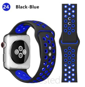 Correa de Silicona Tipo Nike Con Huequitos  Compatible con Apple watch 42/44Mm Color Negro Puntos Azules