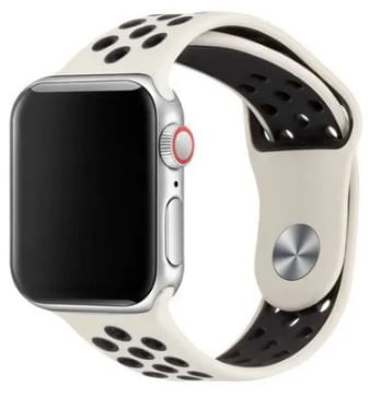 Correa de Silicona Tipo Nike Con Huequitos  Compatible con Apple watch 42/44Mm Color Blanco Puntos Negros