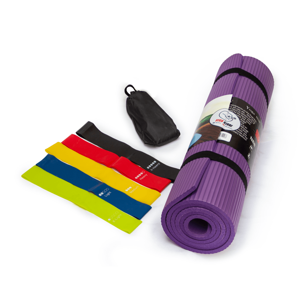 Mat de Yoga Vega Store 10 mm + Bandas de Resistencia Cerradas x 5 unidades