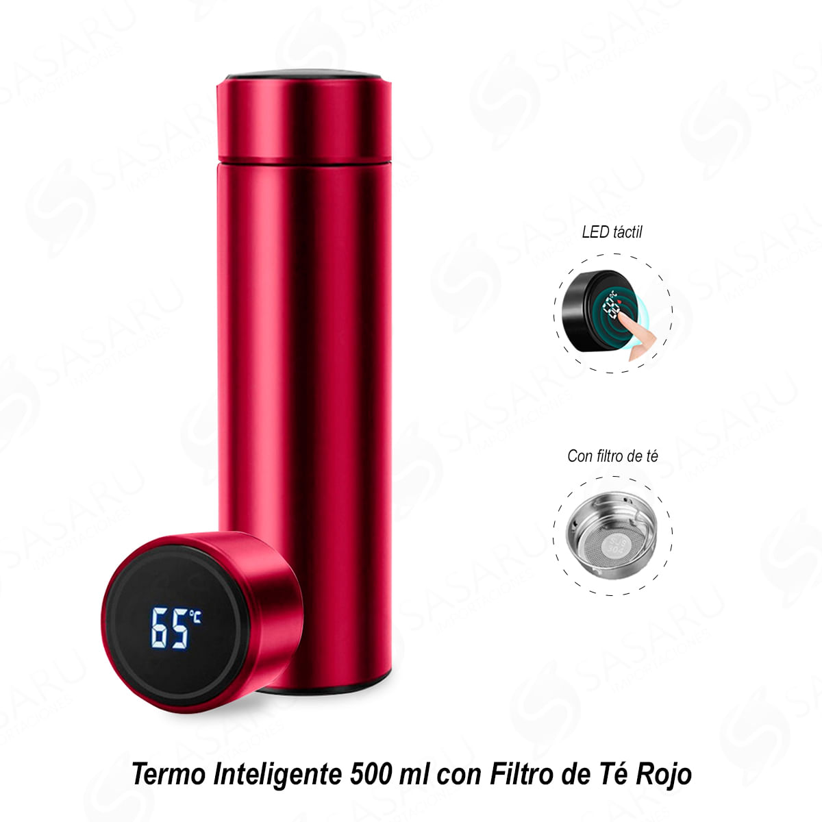 Termo Inteligente 500 ml con Filtro de Té Rojo