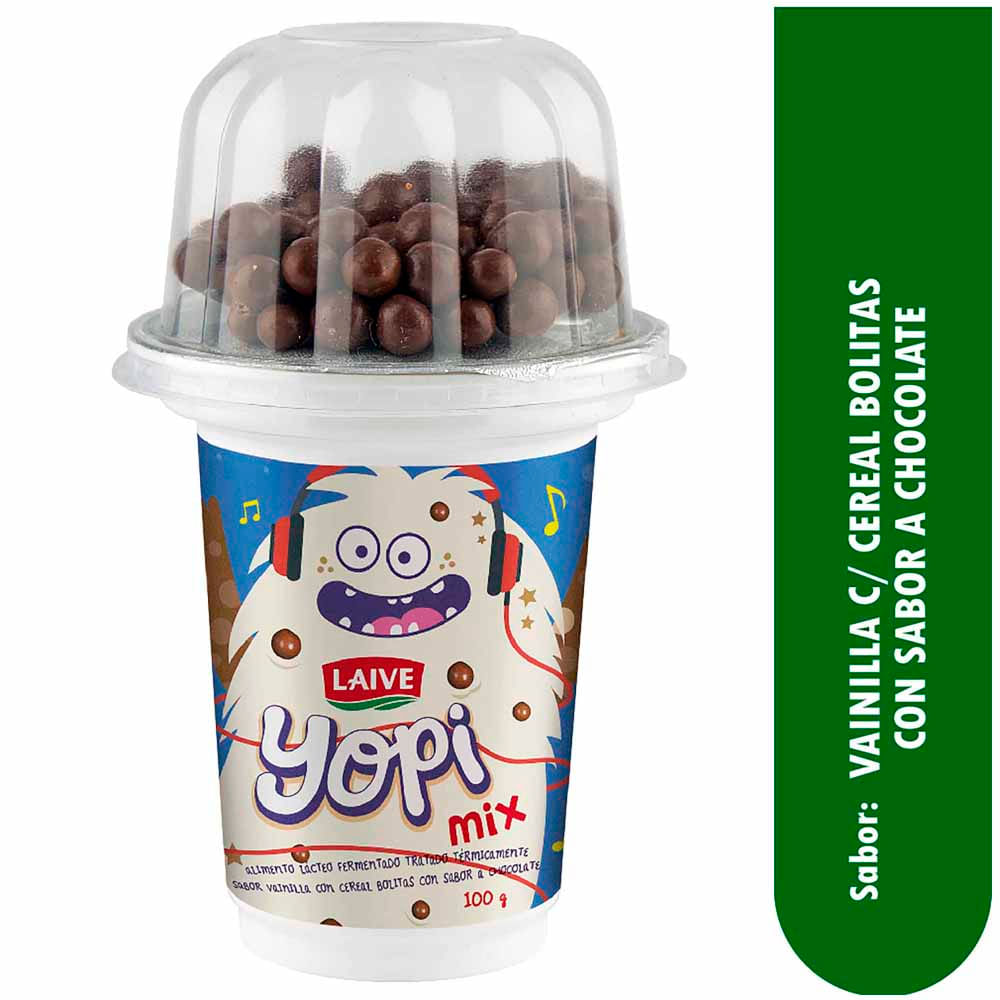 Alimento Lácteo LAIVE Yopi Mix Sabor a Vainilla con Bolitas de Chocolate Vaso 100g