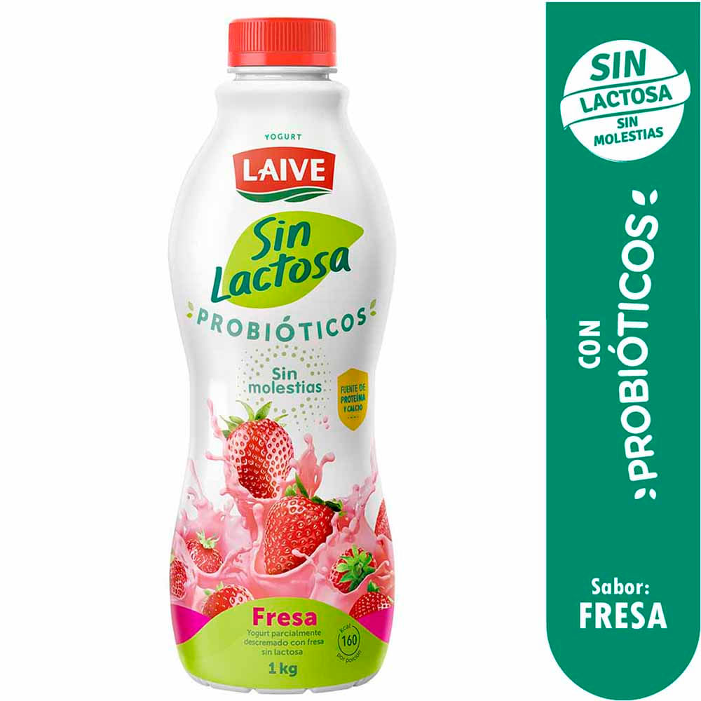 Yogurt LAIVE Cero Lactosa Fresa Botella 1Kg