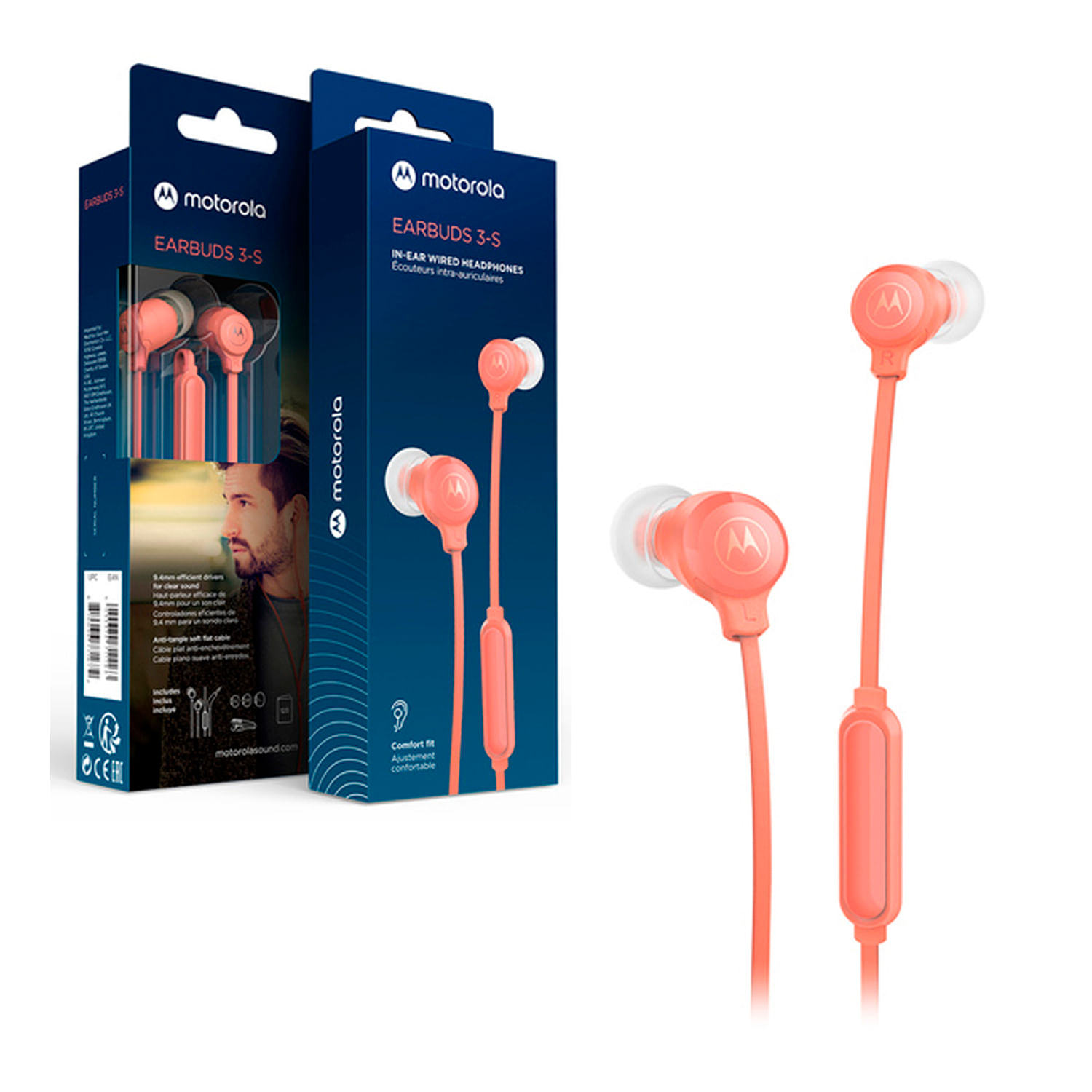 Audifonos Motorola IN EAR Wired Earbuds 3-S - Durazno