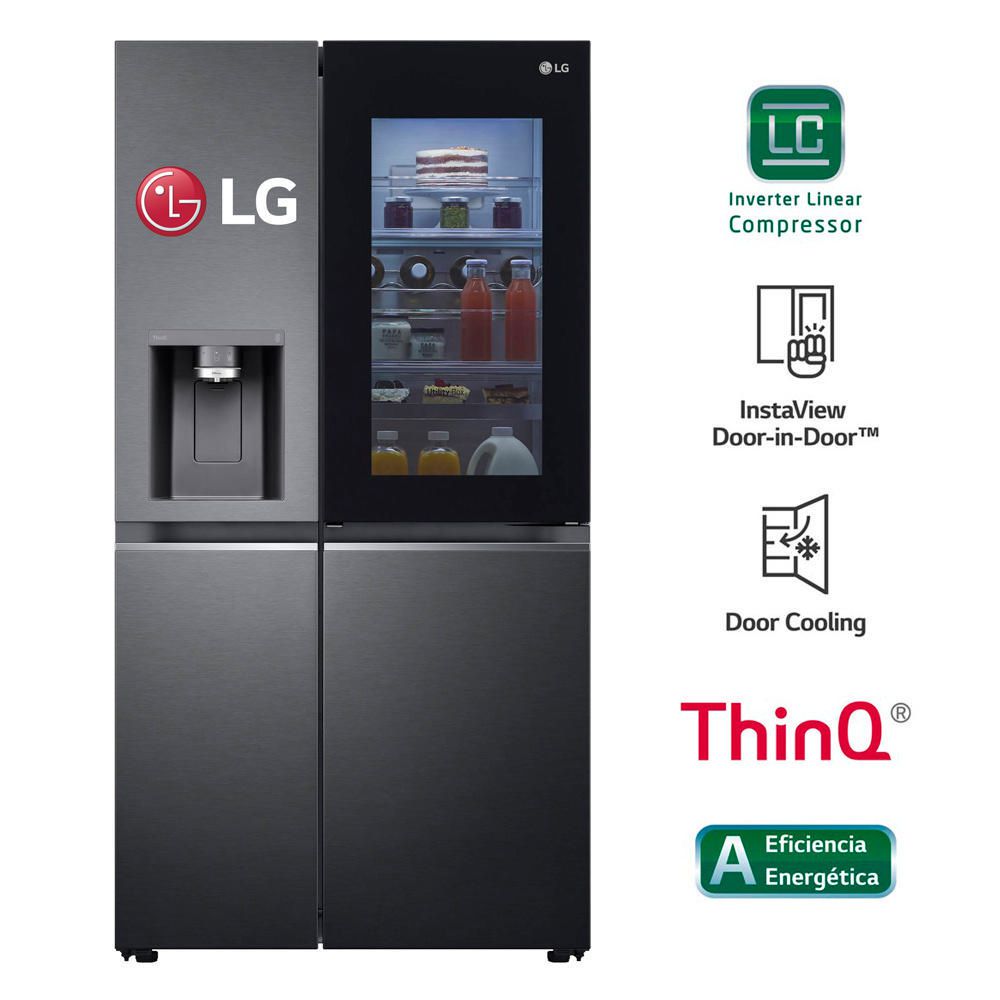 Refrigeradora LG Side By Side 617 L con InstaView LS66SXT Negro Mate