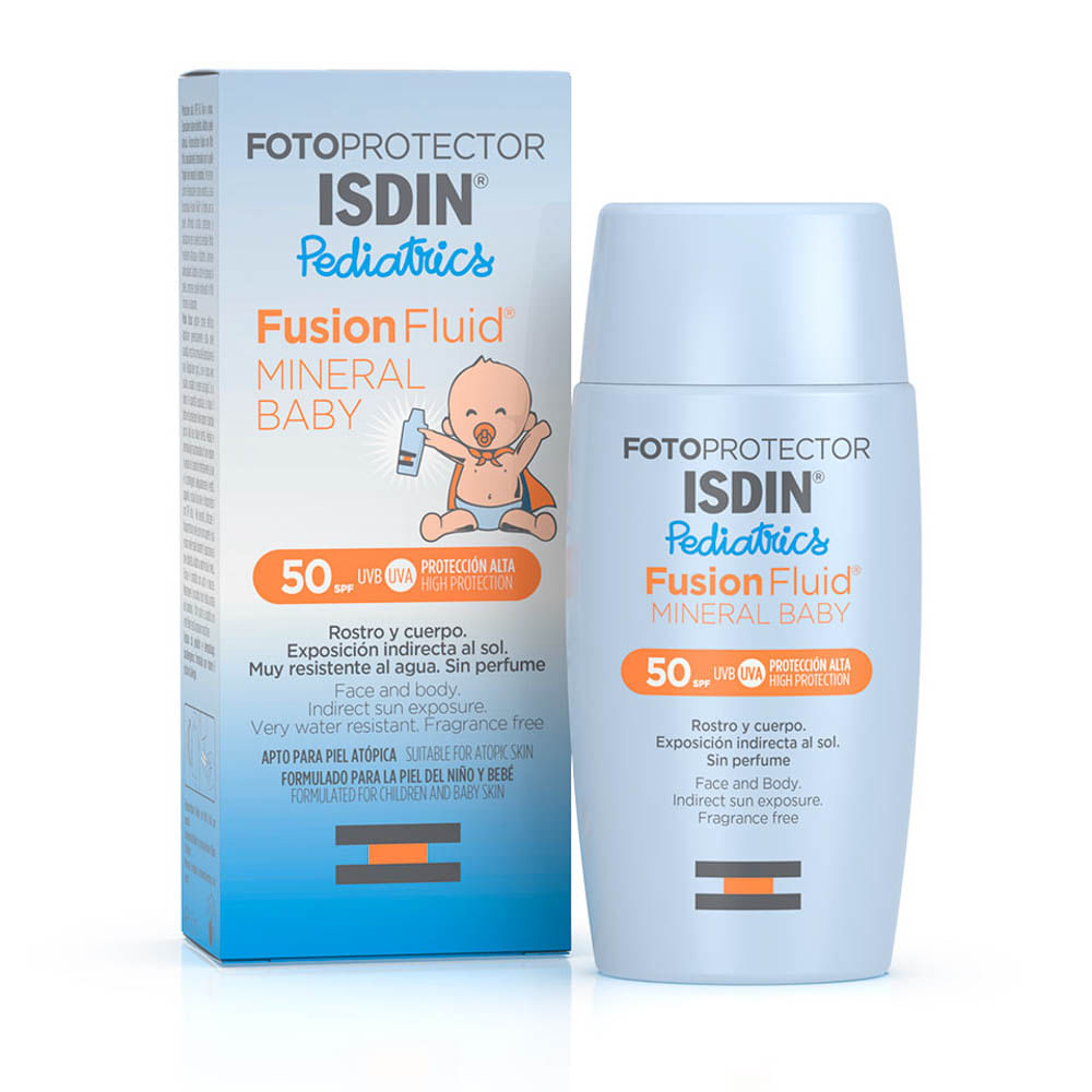 Fotoprotector Isdin Pediátrico Baby Fusión Fluido Mineral FPS 50+ - Frasco 50 ML