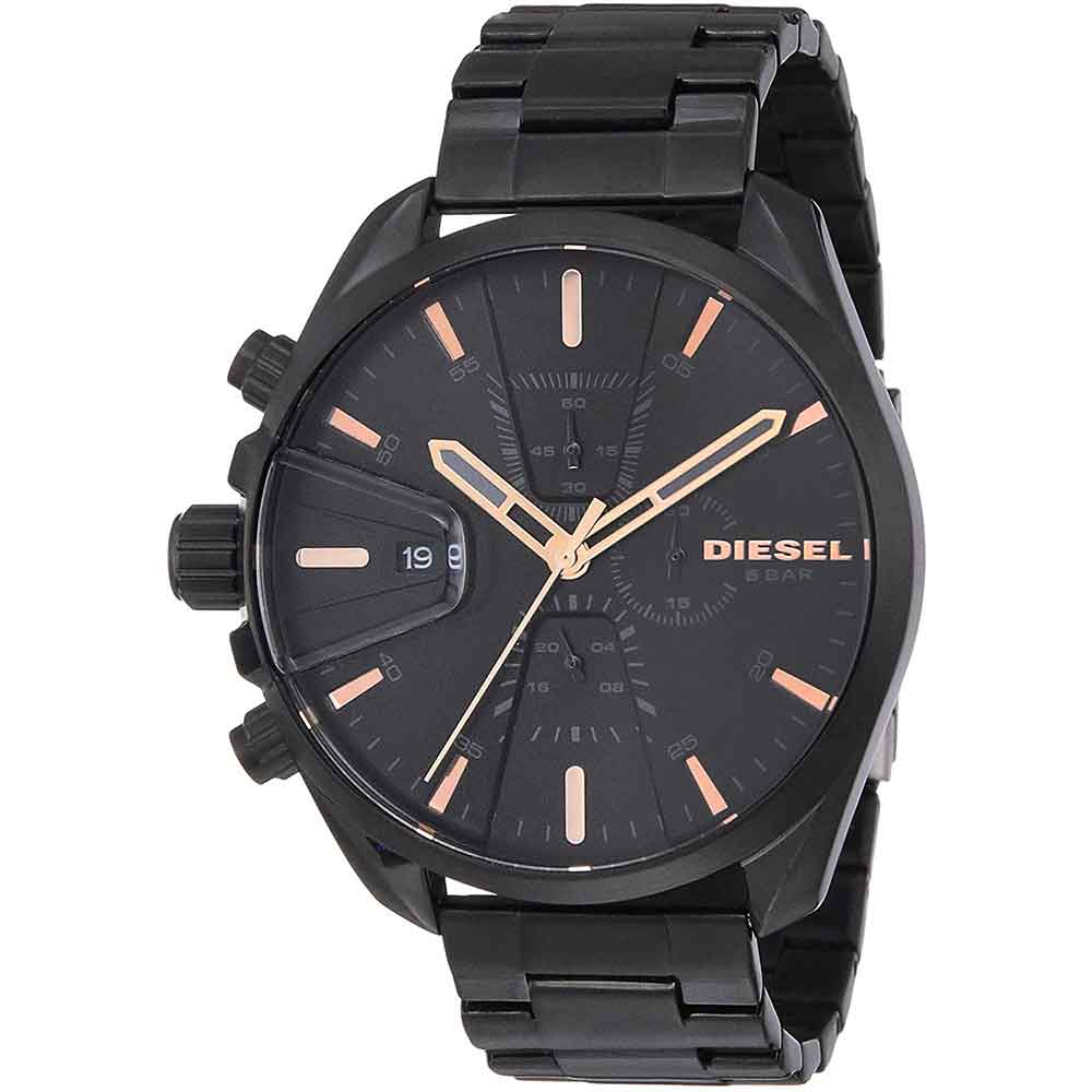 Reloj Diesel MS9 Chrono DZ4524 para Hombre Cronómetro Fecha Acero Inoxidable Negro Oro Rosado
