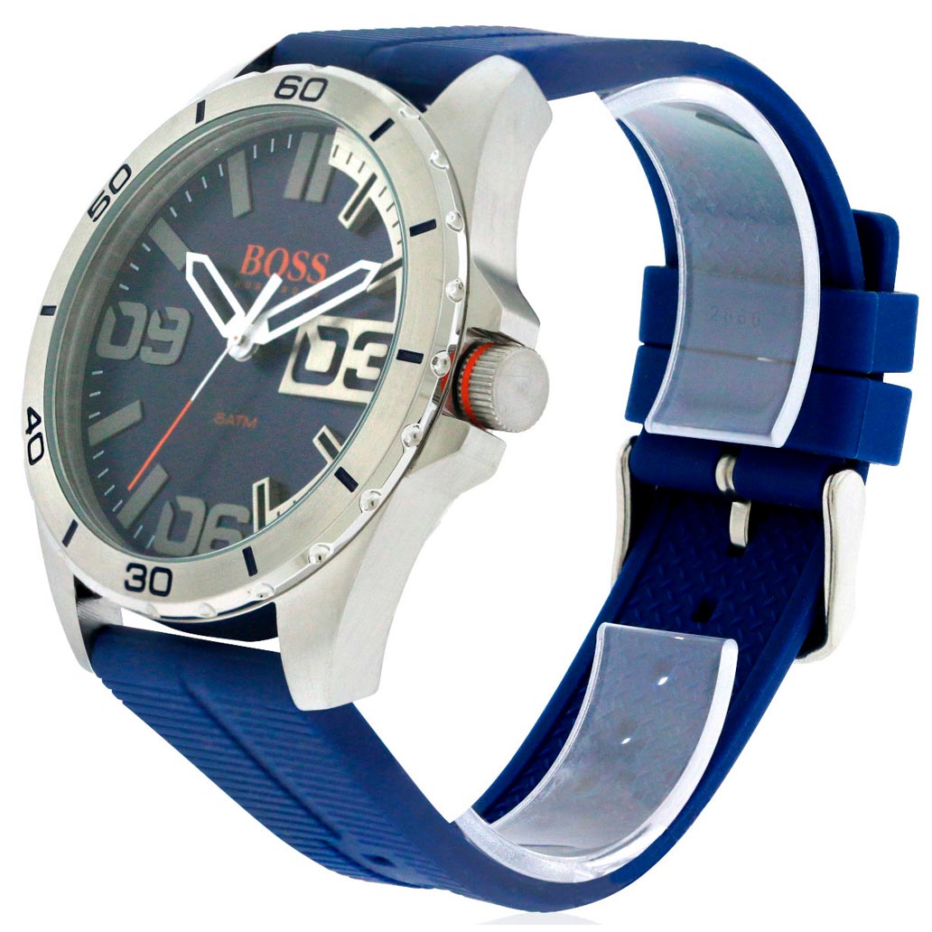 Reloj Hugo Boss Berlin 1513286 Para Hombre Acero Inoxidable Correa de Silicona Azul Plateado