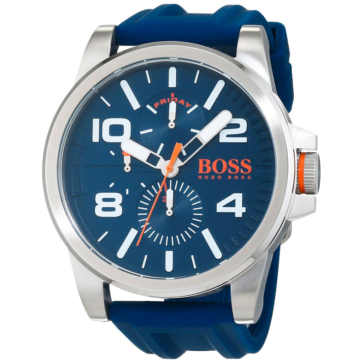 Reloj Hugo Boss Detroit 1550008 Para Hombre Multifuncional Acero Inoxidable Correa de Silicona Azul