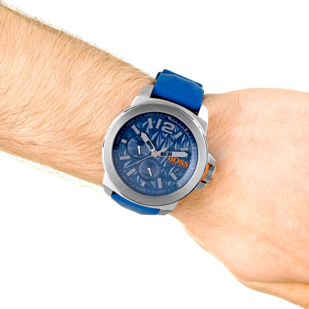 Reloj Hugo Boss New York 1513348 Para Hombre Multifuncional Correa de Silicona Azul