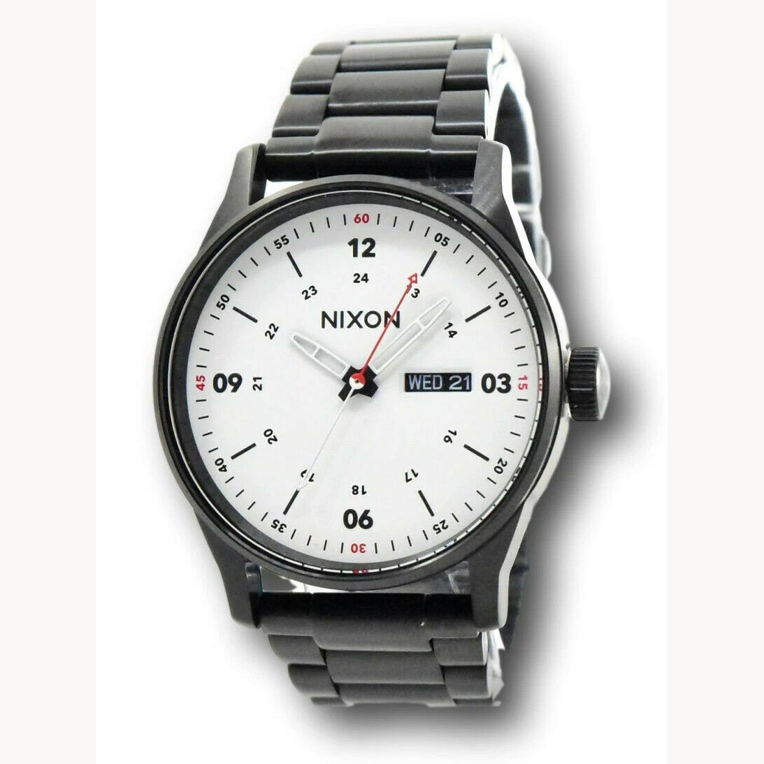 Reloj Nixon Sentry A356005 Fecha Acero Inoxidable Negro Blanco