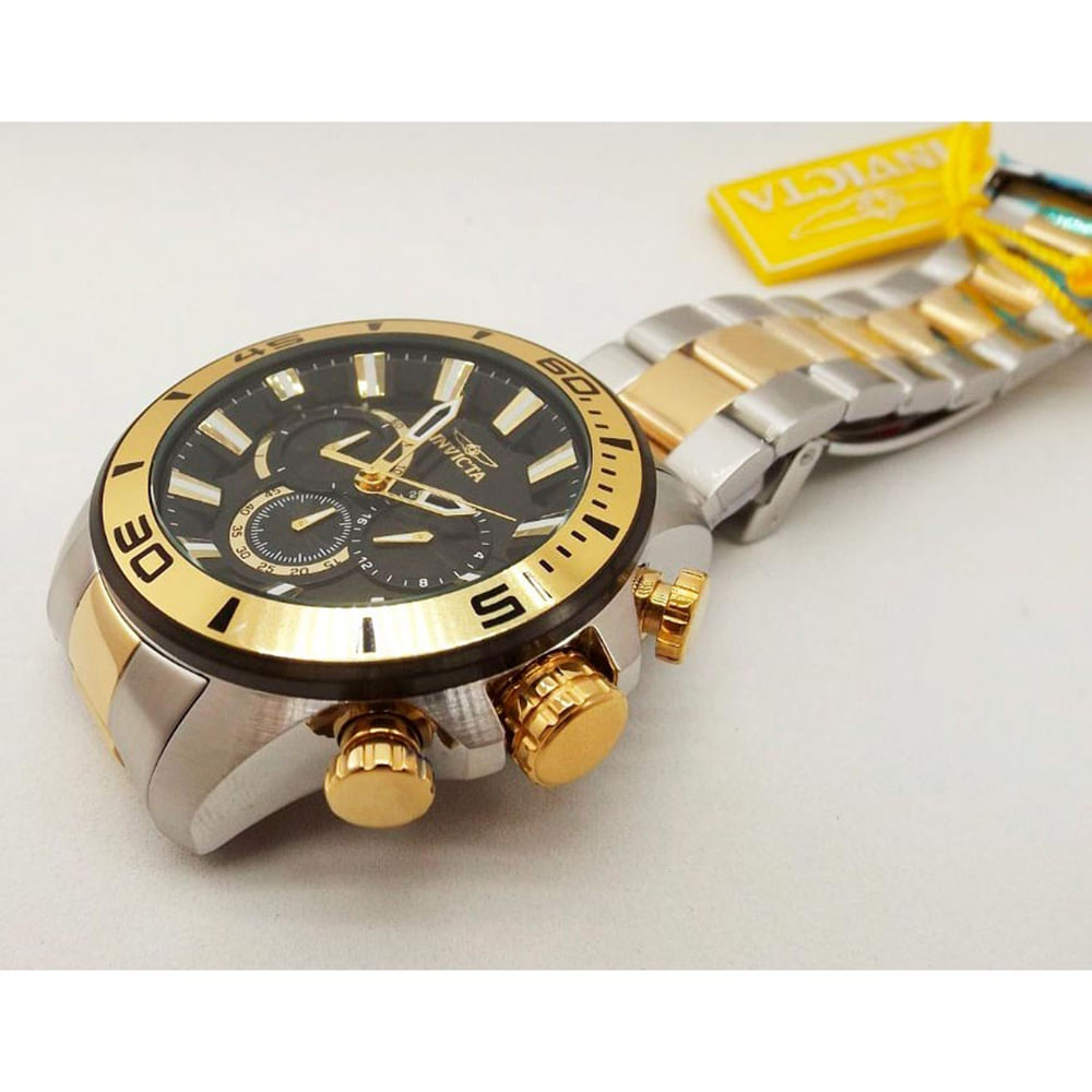 Reloj Invicta Pro Diver 22588 Cronómetro Acero Inoxidable Plateado Dorado
