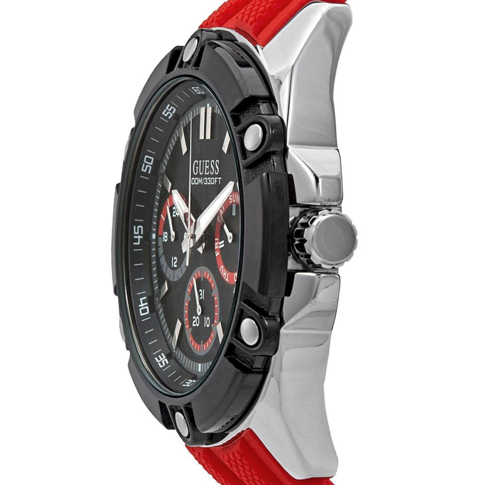 Reloj Guess Bolt W1302G1 Multifuncional Para Hombre Correa de Silicona Rojo Plateado