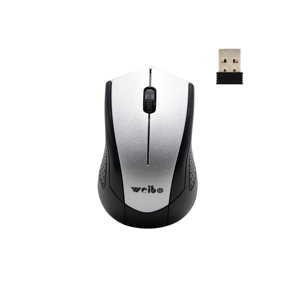 Mouse Óptico Inalámbrico USB Weibo 2.4 Ghz Wireless Negro/Plata