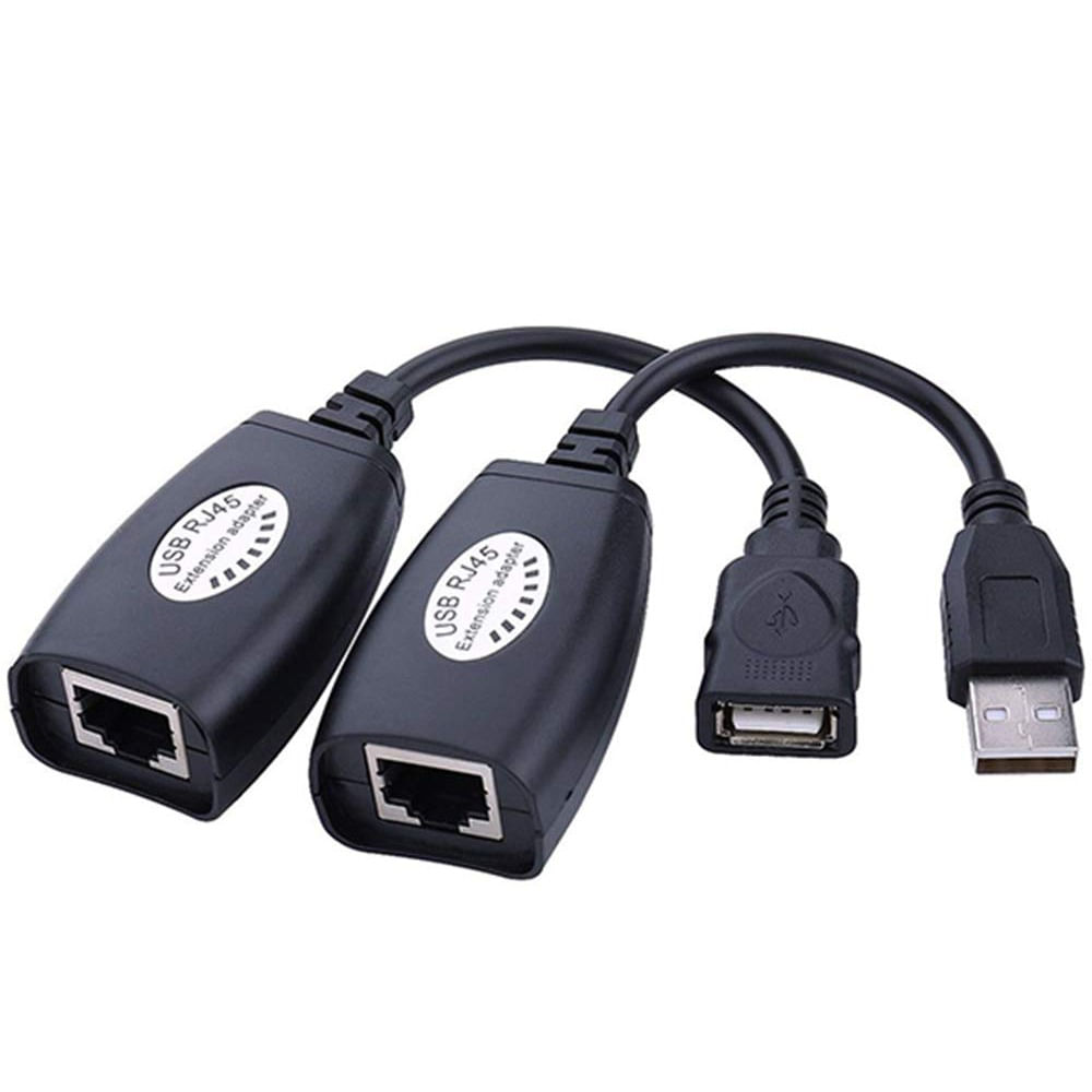 Extensión USB por Cable Red Rj45 UTP Adaptador 50 Metros Cat Negro