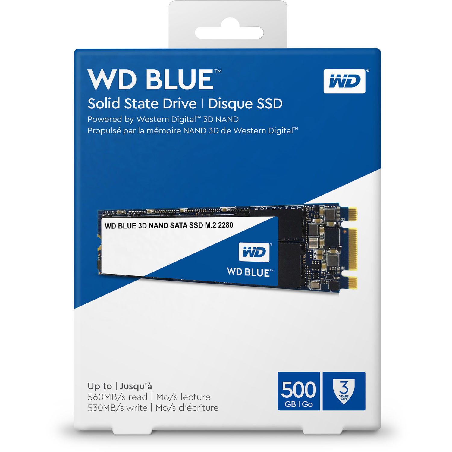 Disco Sólido 500 GB WD Blue 3D NAND Sata SSD M.2 2280 - WDS500G2B0B