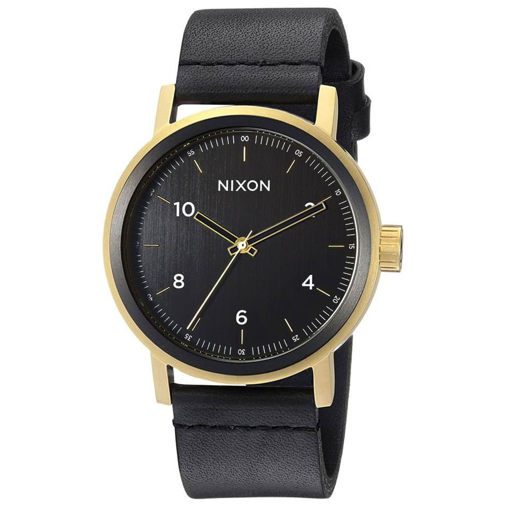 Reloj Nixon Stark A11941031 Correa de Cuero Negro Dorado