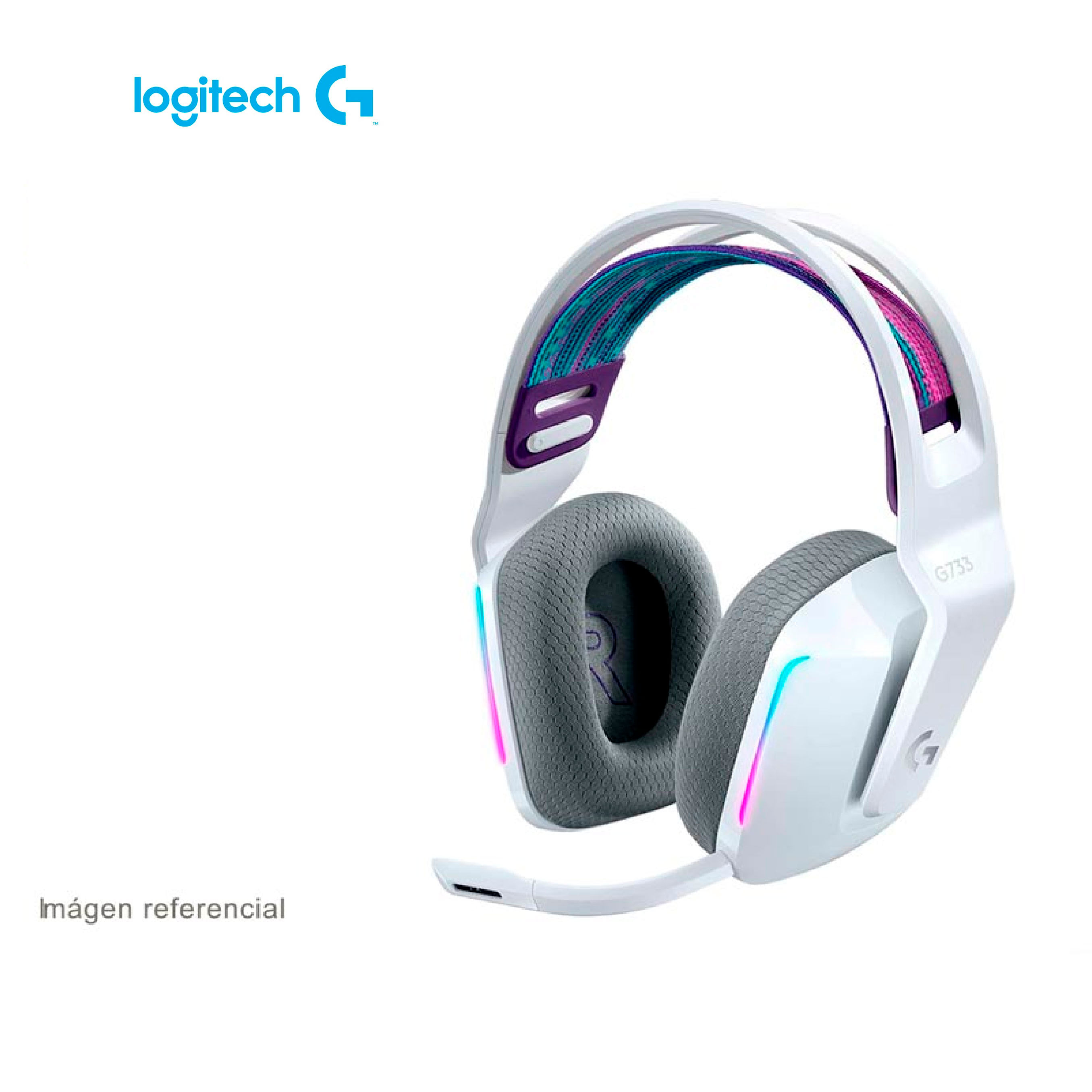 Audífono Gaming Logitech G G733 Lightspeed Wireless RGB White