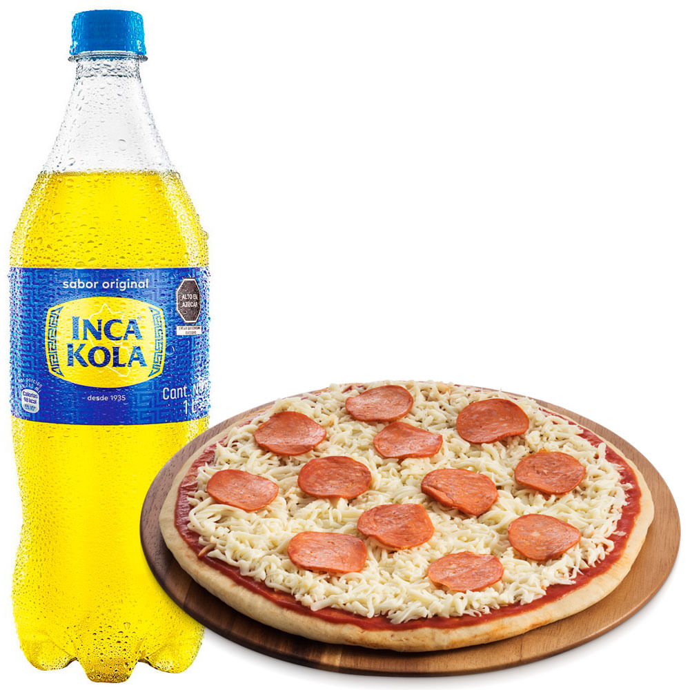 Pack Gaseosa INCA KOLA Botella 1L + Pizza Pepperoni Familiar LA FLORENCIA